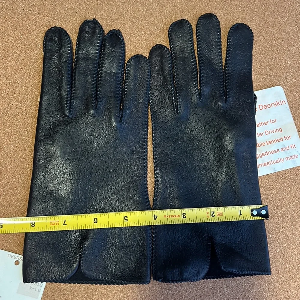 Deerskin Black Super Soft Leather Gloves driving size XL vintage